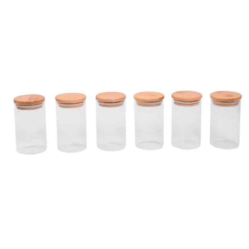 Set of 6 300 Ml Airtight Pots with Oikos Bamboo Lid