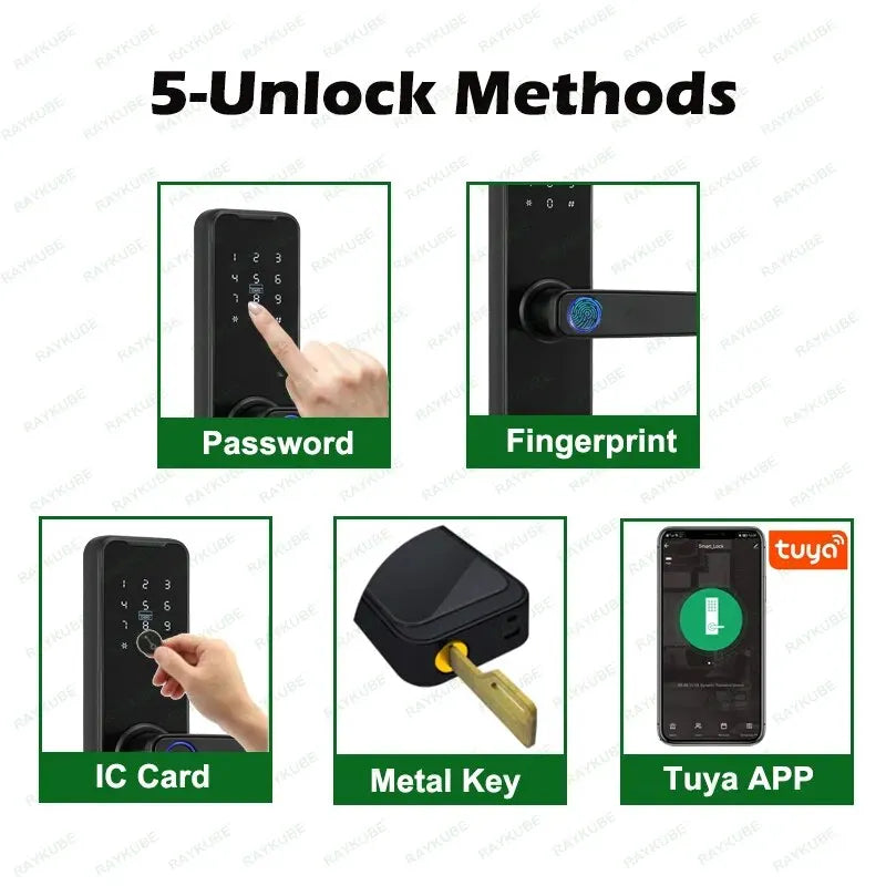 Tuya Bluetooth Intelligence Lock Biometric Fingerprint Smart Keyless Access Password IC Card Smartlife Support 8 Language K7pro+