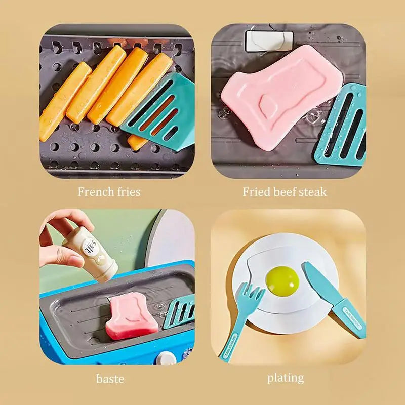 Kids Pretend Play Kitchen Sink Toys Play Cooking Food Utensils Tableware Accessories Girls Toys