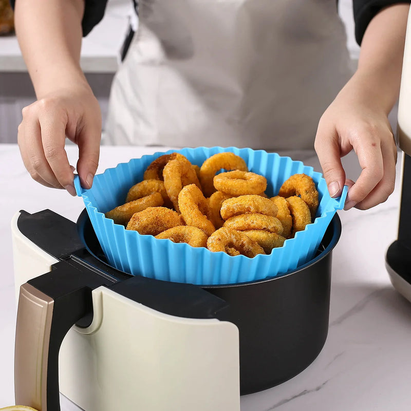 1PC Silicone Air Fryer Baking Tray Circular Foldable Food Grade High Temperature Resistant and Easy to Clean Oven Mat